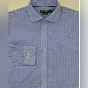 Lauren by Ralph Lauren Blue Checkered Cotton Button Down 17.5 34/35 SZ XL